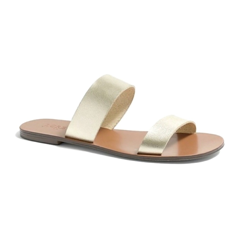 J. CREW Metallic Gold Easy Summer Slide Sandal - Picture 2 of 6